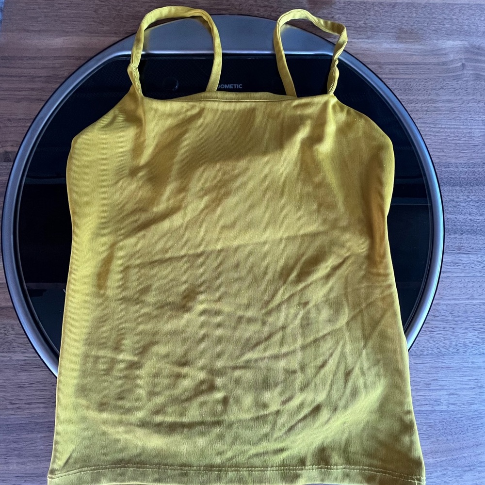 Yellow Spaghetti Strap Crop Top